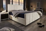 Bett PRESTIGE 180x200cm Bouclé cremefarben mit Stauraum