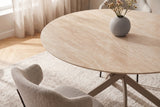 Dining table ALPINE Ø 120cm round travertine ceramic champagne greige