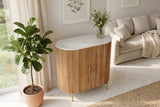 Sideboard TRES CHIC 70cm mango wood natural w/ white marble top and golden handles