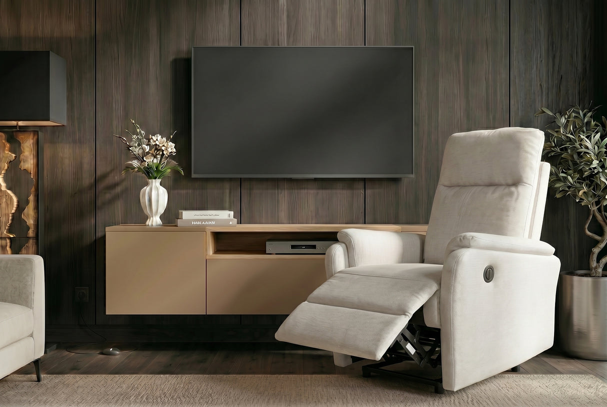 Cinema armchair HOLLYWOOD electrically adjustable textured fabric beige