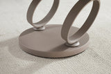 Coffee table DANCING RINGS round rotatable travertine ceramic champagne greige