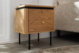 Bedside table ATELIER 55cm natural oak wood look w/ black legs