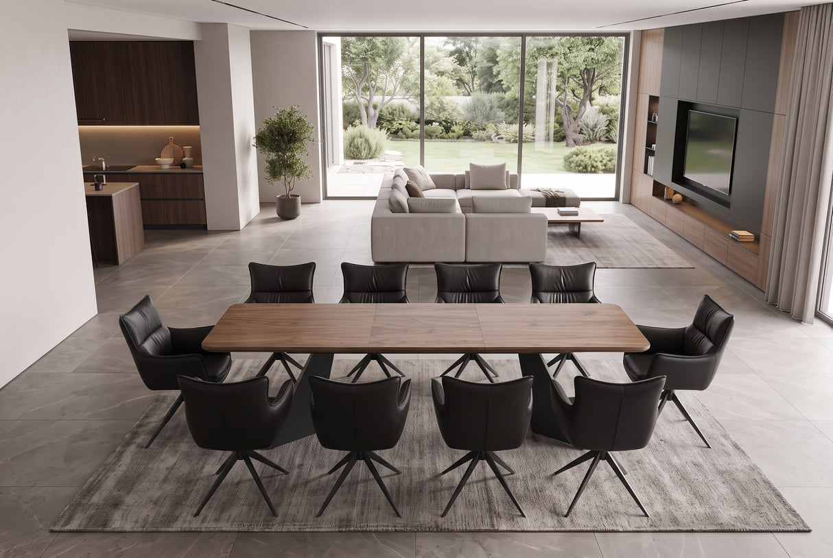 Esstisch PRESTIGE 180-240cm ausziehbar Nussbaumholz furniert natur