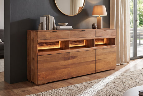 Sideboard GRAND MANGO 180cm mango wood brown w/ remote-controlled LED light