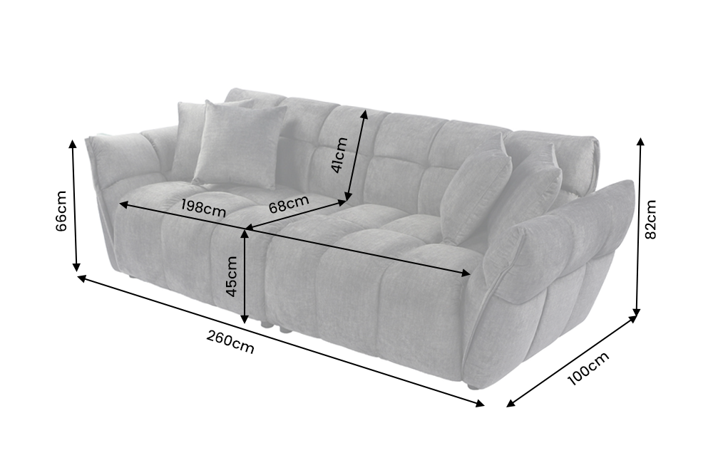 Sofa CLOUD 260cm 3-Sitzer XXL Samt grau