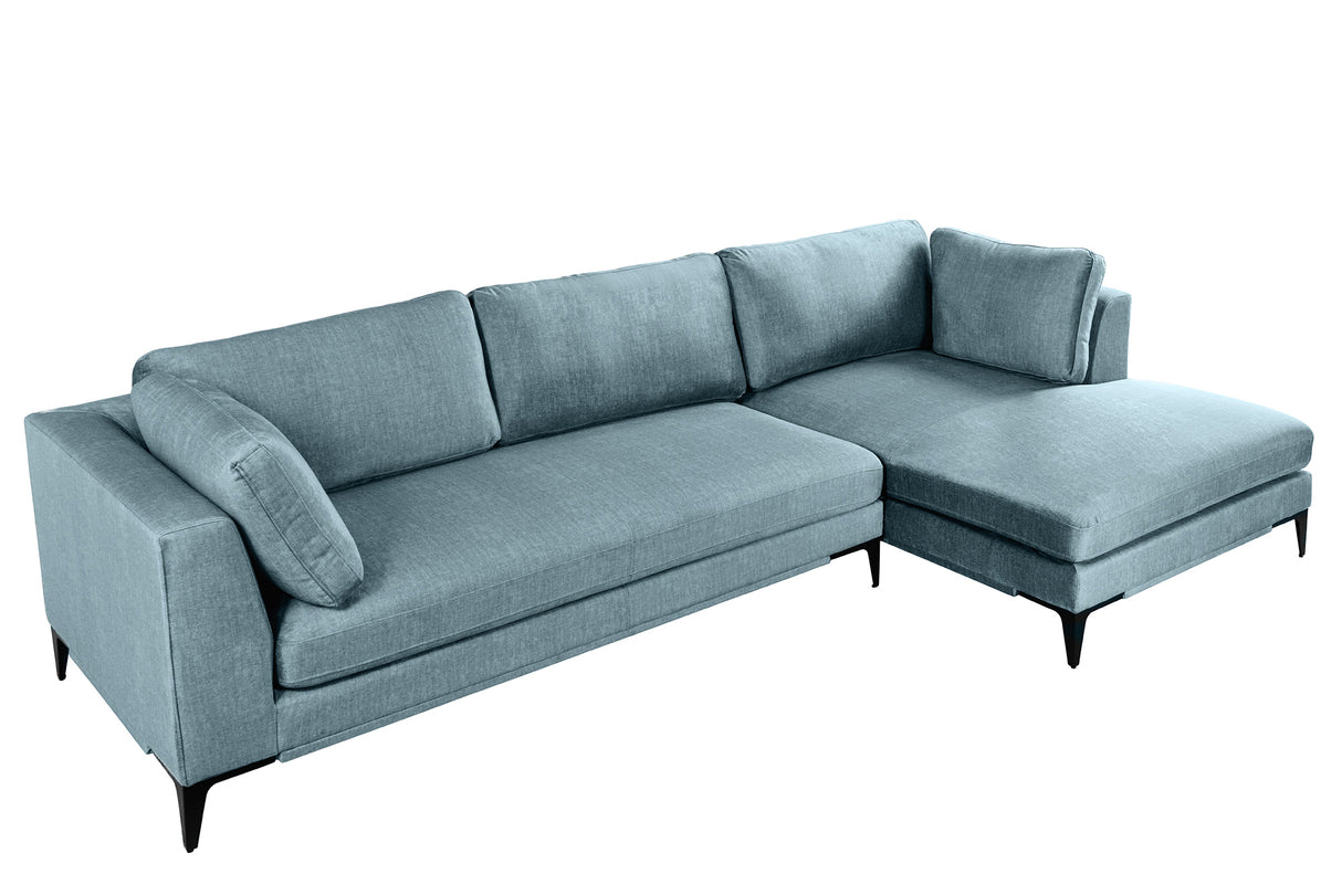 Ecksofa SIGNUM XL 315cm 3-Sitzer mit Ottomane rechts Samt Petrol