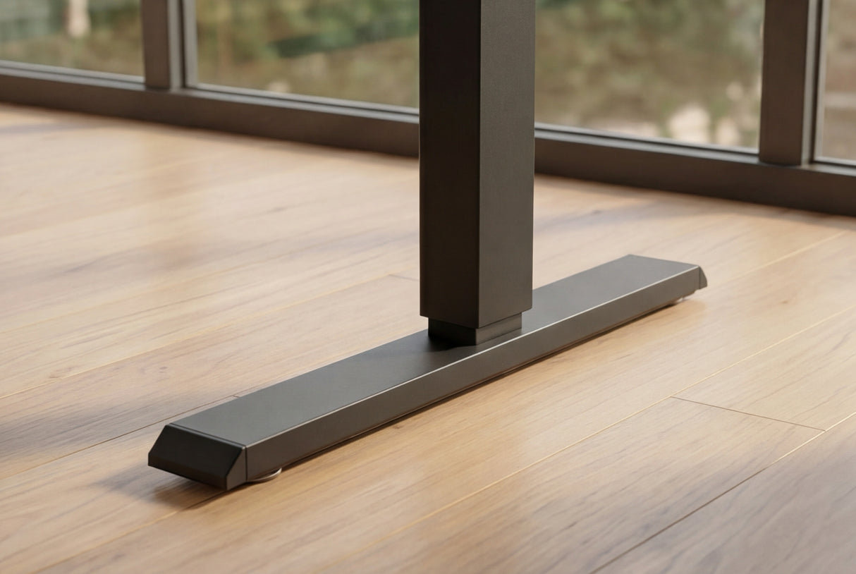Bürotisch BLACK DESK 140cm höhenverstellbar anthrazit mit schwarzem Gestell