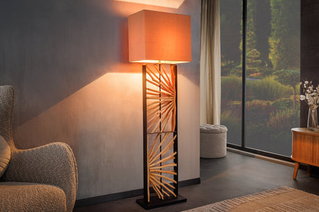 Floor lamp EUPHORIA 165cm lampshade beige longan wood natural