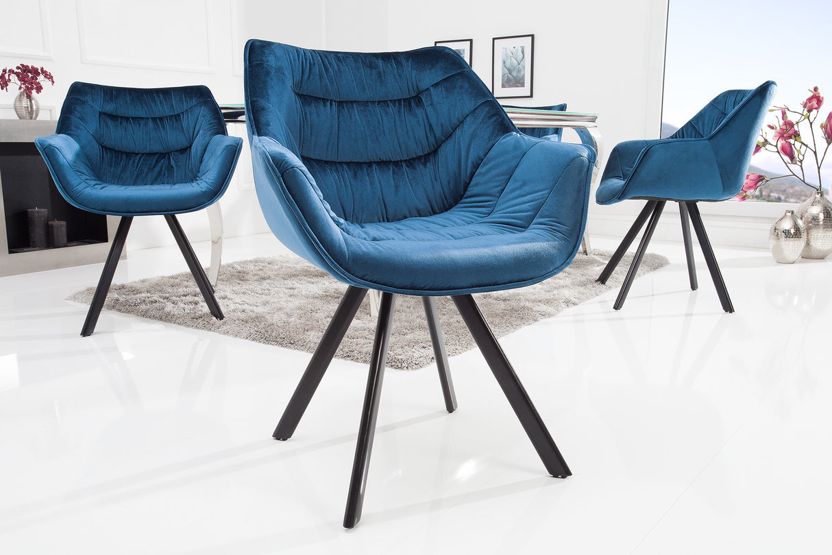 Chair THE DUTCH COMFORT with armrests velvet blue