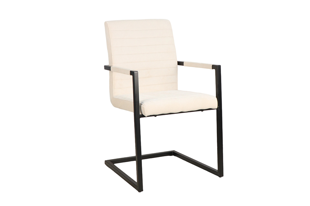 Cantilever chair LOFT w/ armrests cord beige metal frame black