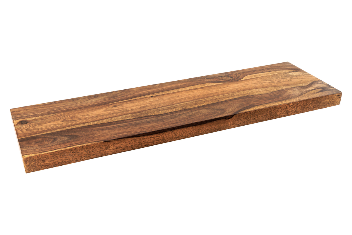 Wall shelf PURE 60cm sheesham wood brown stone finish