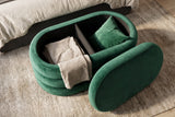 Bench chest VOGUE 85cm oval upholstered w/ storage space velvet green