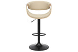 Barhocker ORGANIC 89-100cm drehbar mit Armlehnen Kunstleder cremebeige und Eichenholzoptik