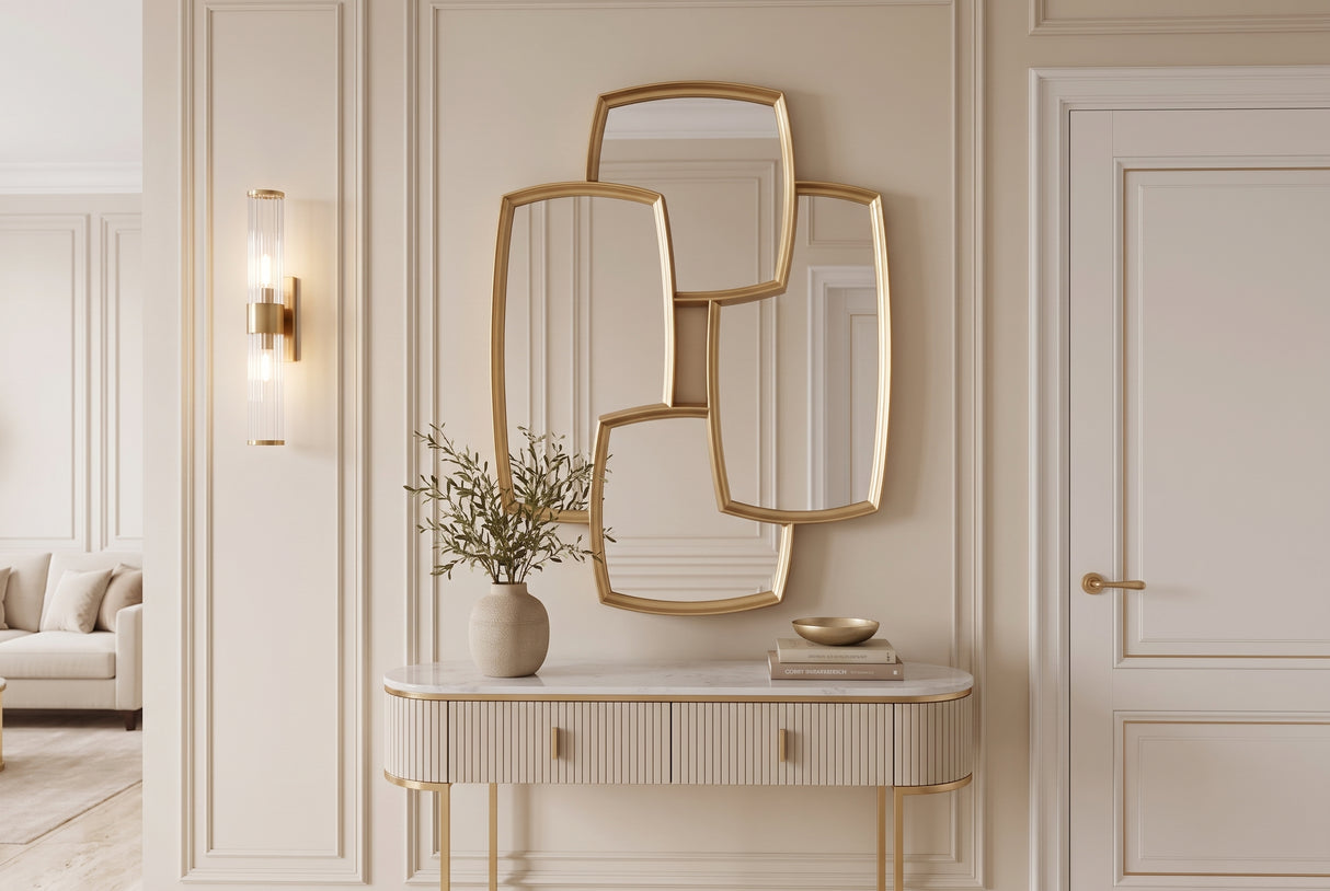 Wall mirror QUADRA 90cm gold