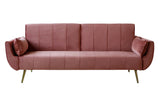 Sofa bed DIVANI 215cm with armrests velvet dusky pink