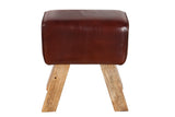 Stool BOCK 40cm genuine leather and mango wood brown