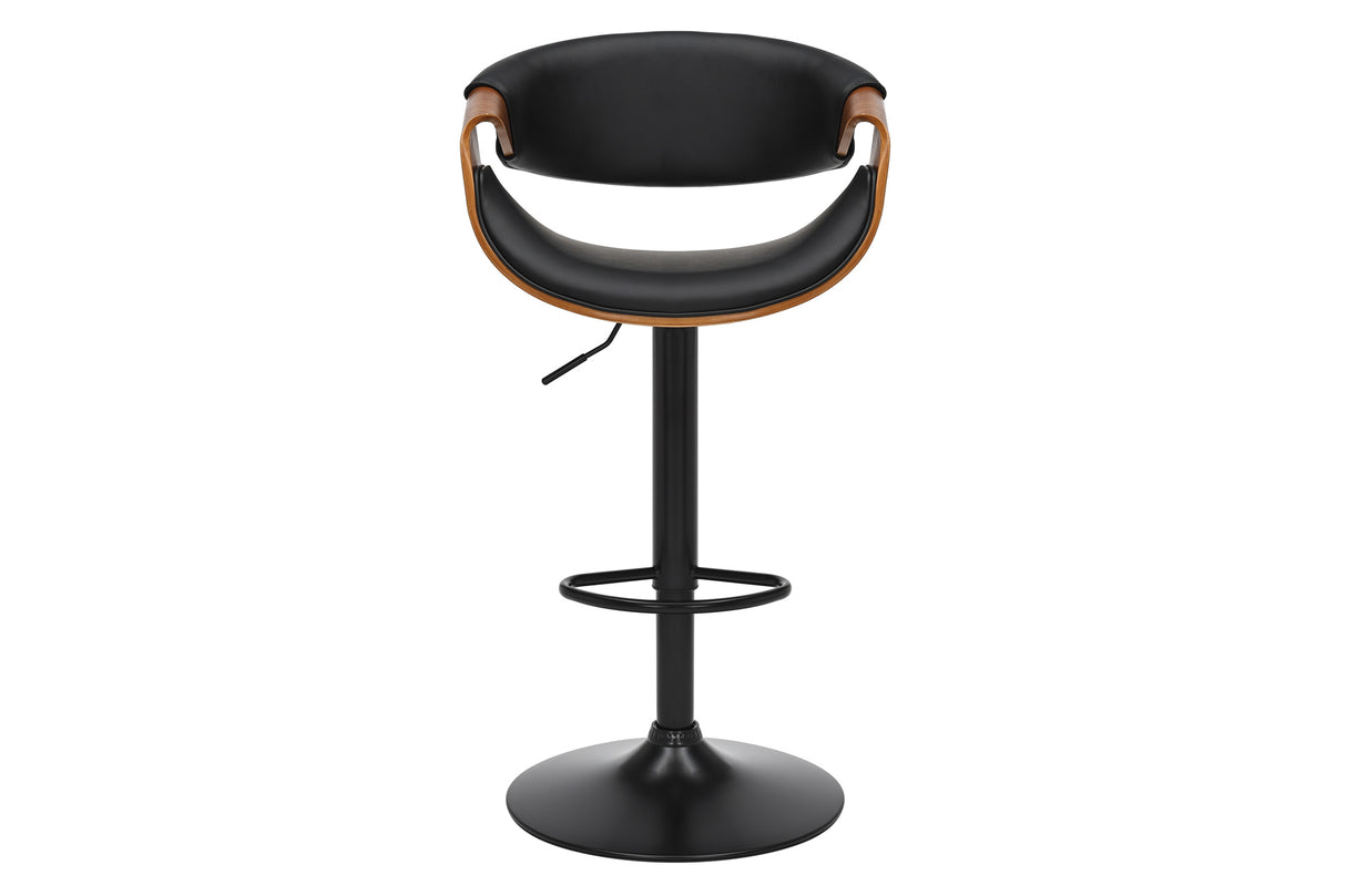 Barhocker ORGANIC 89-100cm drehbar mit Armlehnen Kunstleder und Walnussholzoptik