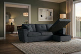 Schlafsofa APARTMENT 245cm 3-Sitzer mit Ottomane und Stauraum Strukturstoff grau