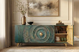 Sideboard GOLDEN SUNSET 180cm 3D mango wood turquoise