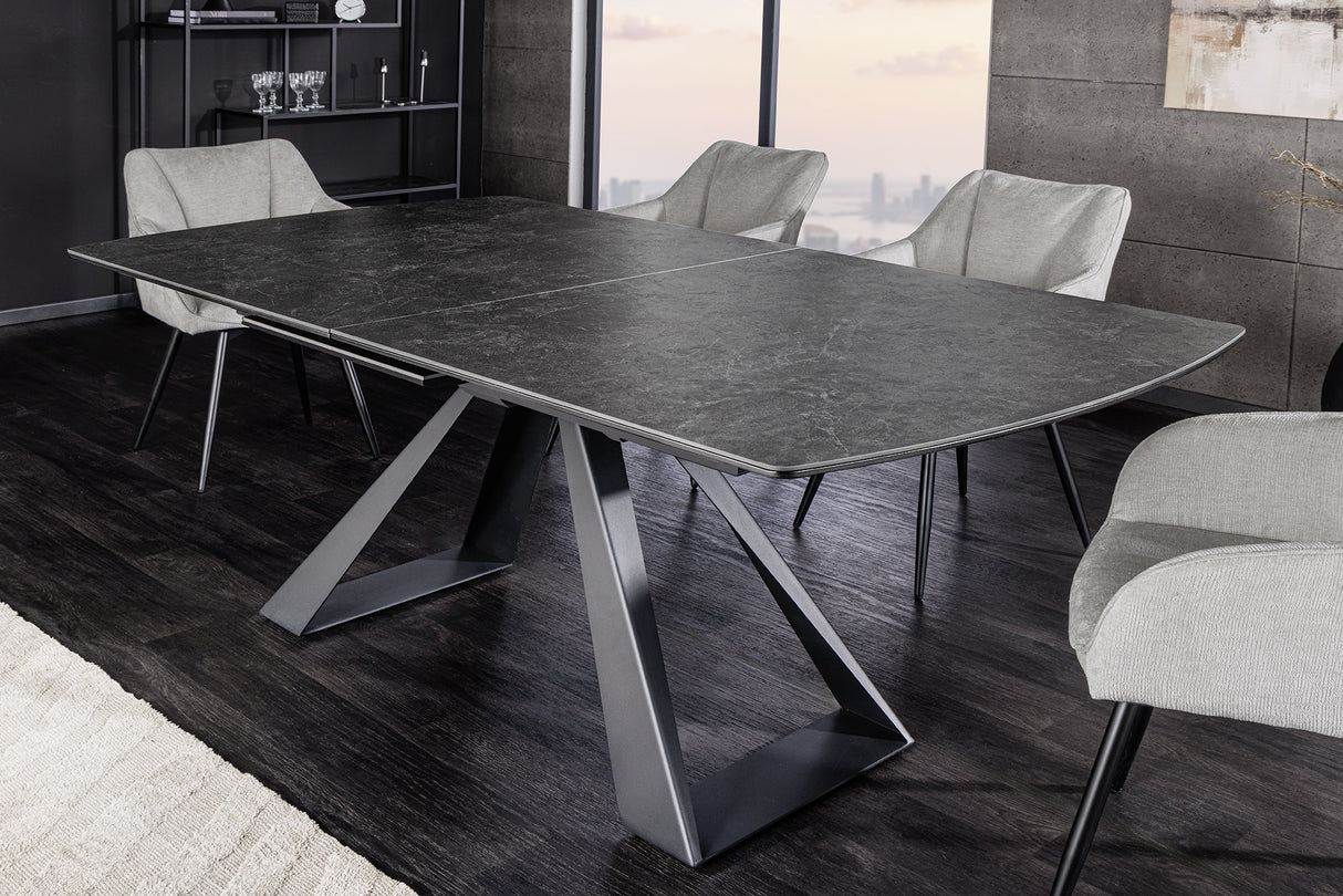 Dining table CONCORD 180-230cm extendable marble look graphite ceramic tempered glass