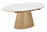 Dining table UNIQUE 160-200cm extendable oak wood verneered w/ ceramic white marble top