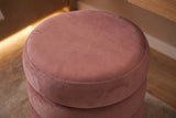 Stool VOGUE 40cm round upholstered w/ storage space velvet rosé
