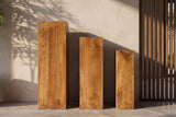 Decoration pillar MAKASSAR 60-80cm set of 3 mango wood brown honey finish