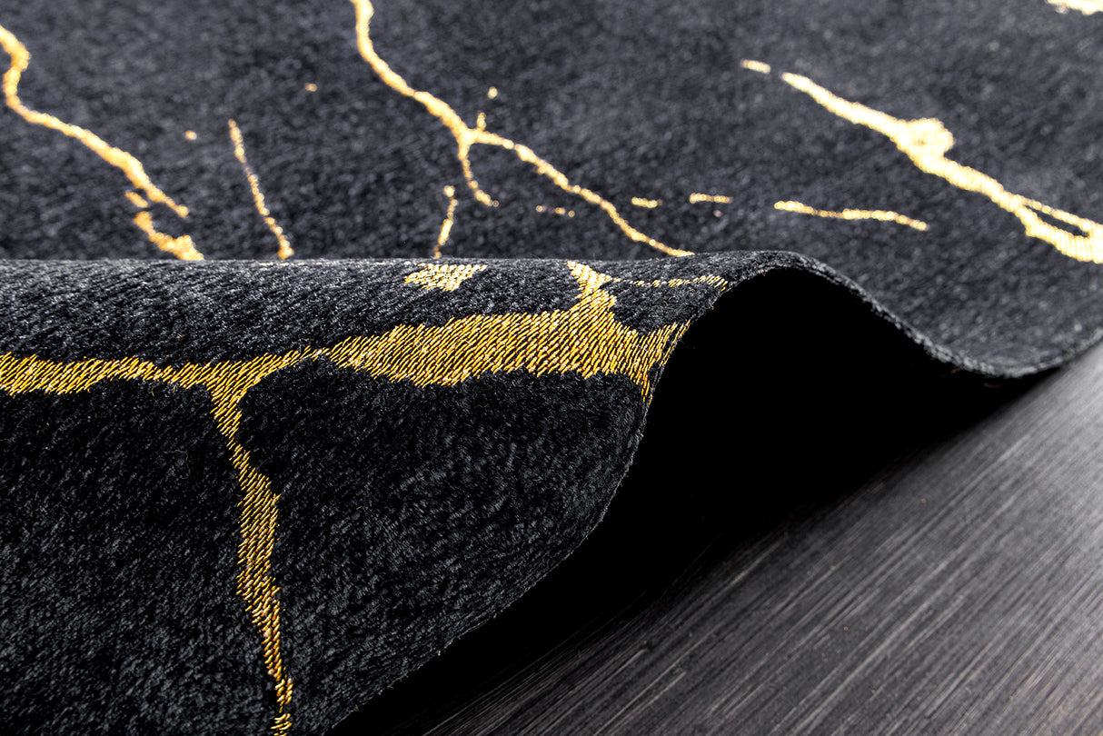 Teppich MARMOR 160x240cm schwarz gold