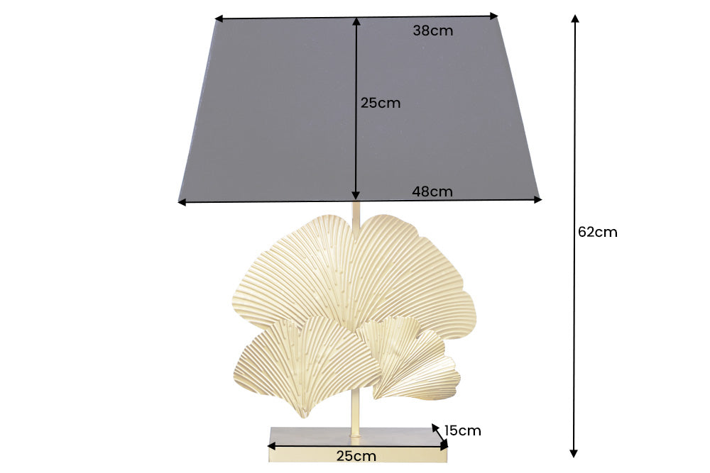 Tischleuchte GINKGO 60cm gold schwarzer Lampenschirm