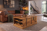 Coffee table BODEGA 100cm w/ wine shelf and storage space sheesham wood brown