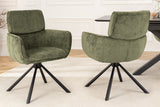 Swivel chair UNIQUE 180° w/ armrests chenille fabric green and black legs