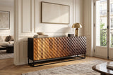 Sideboard SHADES 180cm 3D-Front Mangoholz mehrfarbig braun mit schwarzem Metallgestell