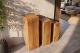 Decoration pillar MAKASSAR 60-80cm set of 3 mango wood brown honey finish
