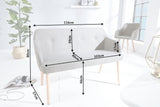 Bench SCANDINAVIA 116cm with armrests textured fabric light grey