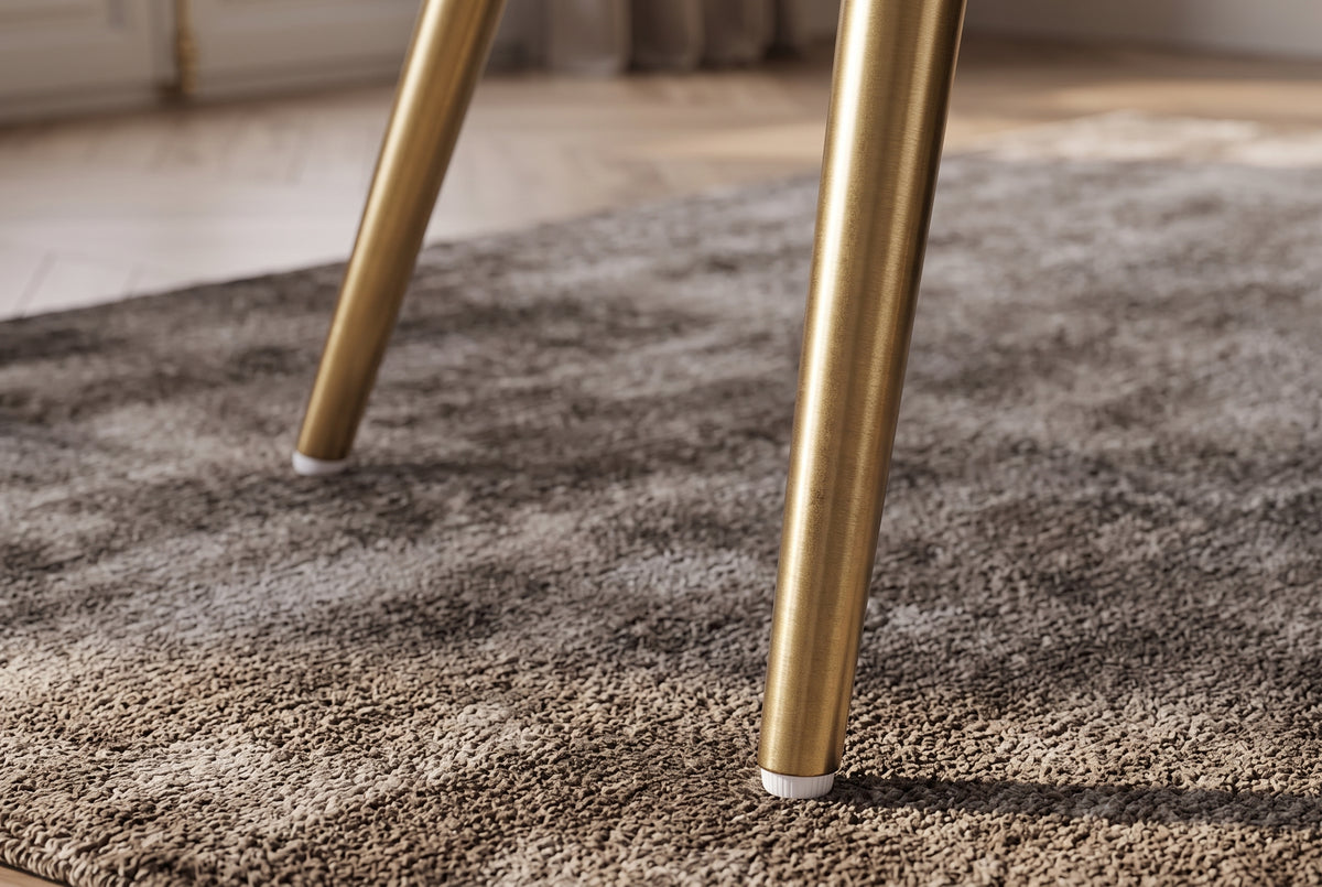 Chair MIA CASA brushed metal legs cord beige champagne gold