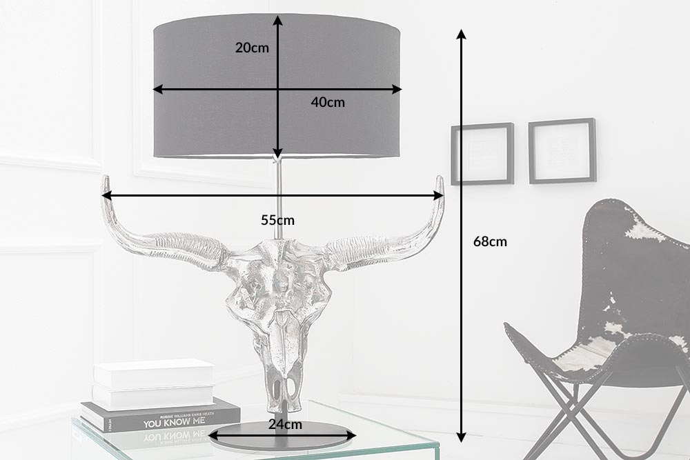 Table lamp EL TORO 70cm linen shade black