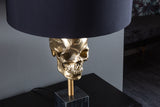 Tischleuchte SKULL 56cm gold Baumwollschirm schwarz