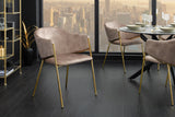 Stuhl NOBLESSE mit Armlehnen Samt champagner beige goldene Beine