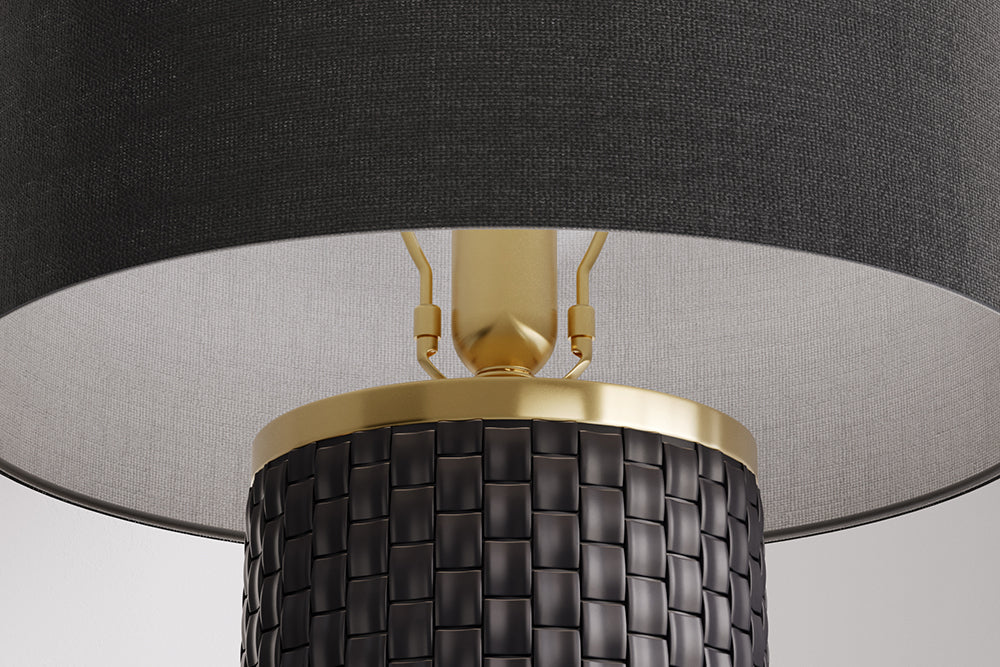 Tischleuchte ELEGANCIA 70cm schwarz Lampenschirm Keramik schwarz golden