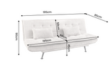 Schlafsofa JAZZ 195cm 3-Sitzer Knopfheftungsoptik Chenille champagner beige mit schwarzen Metallfüßen