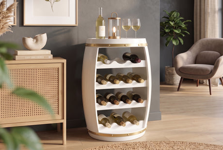 Weinfass BODEGA 65cm für 14 Flaschen Kiefernholz weiß