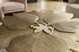 Couchtisch GINKGO LEAVES 95cm gold mit schwarzen Beinen