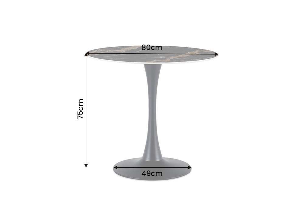 Bistrotisch LYON 80cm rund Aurora Oro Keramik Schwarz Gold Sand
