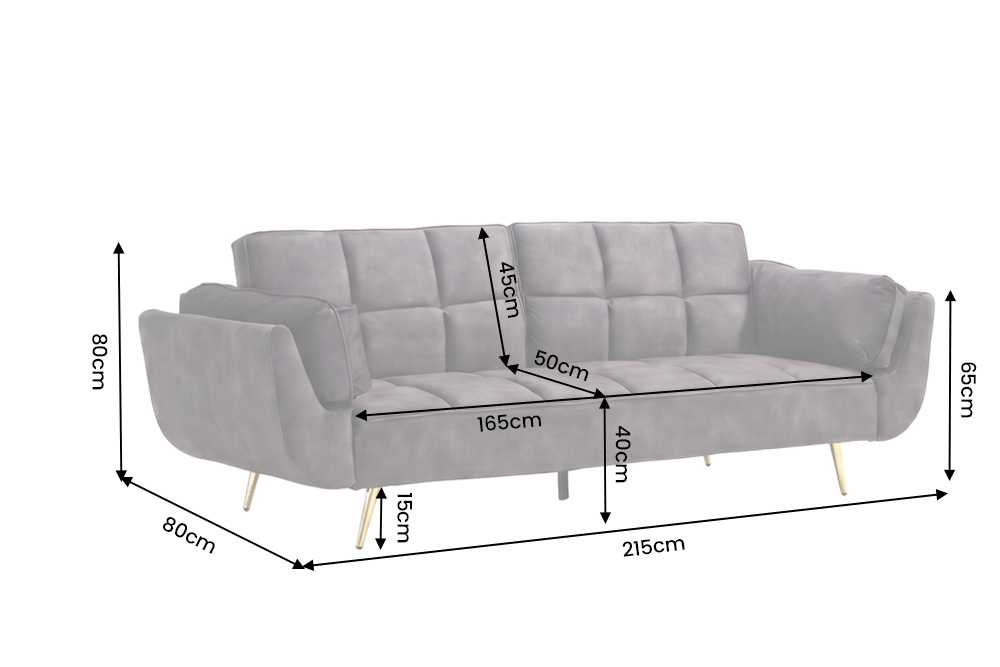Schlafsofa BOUTIQUE 215cm 3-Sitzer Samt Dunkelgrau