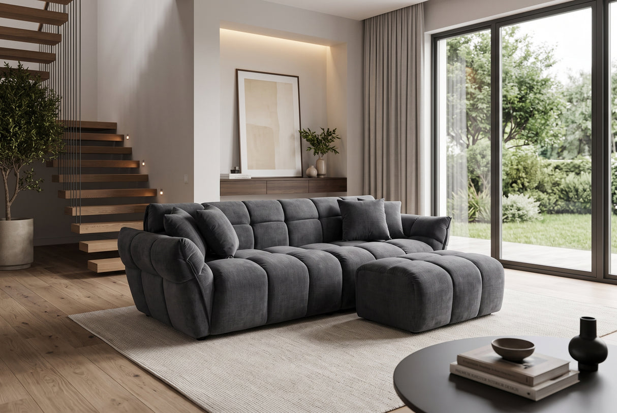 Hocker CLOUD 100cm Samt grau