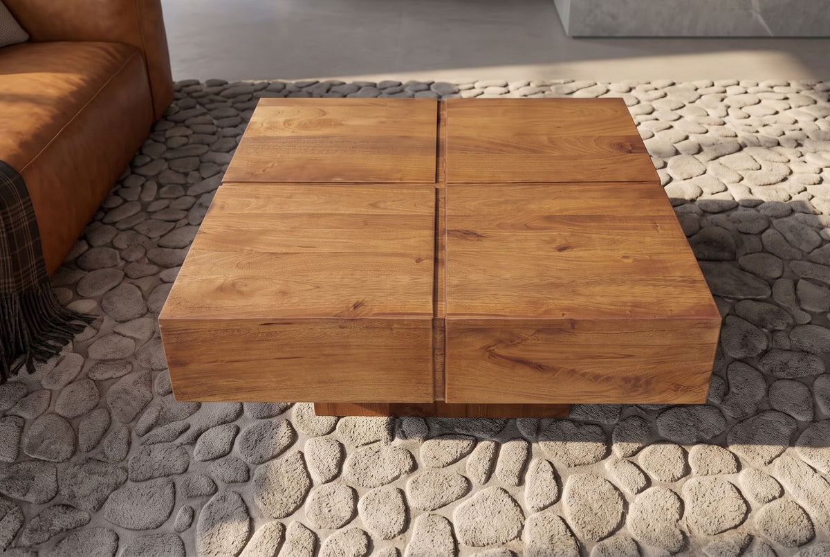 Coffee table BOLT 70cm mango wood brown honey finish