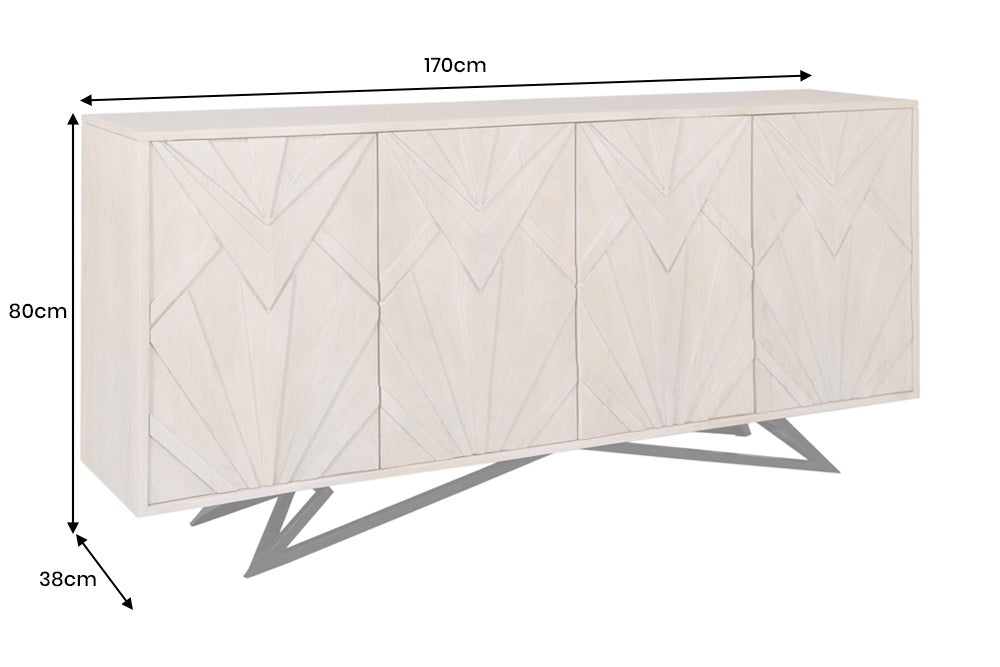 Sideboard METROPOLITAN 170cm 3D Mangoholz weiß gekälkt
