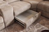 Corner sofa PRIME multifunctional electrically adjustable w/ storage space vogue velvet beige