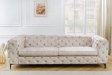 Sofa MODERN BAROCK II 240cm 3-seater velvet champagne in chesterfield style
