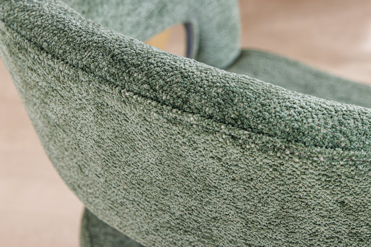 Chair BOUTIQUE green textured fabric w/ champagne golden legs